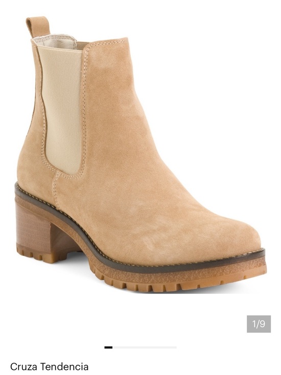 Cruza Tendencia Shoes - Leather Suede Chelsea Ankle Boot in Light Beige